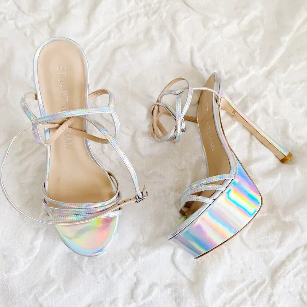 Stuart Weitzman Soiree Iridiscent Platform Sandals Size 9